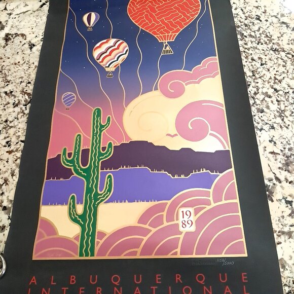 Albuquerque International Balloon Festival Poster print Rick Hughes 1989 33x18"